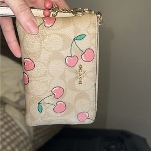 Coach Wristlet with Pink Cherries